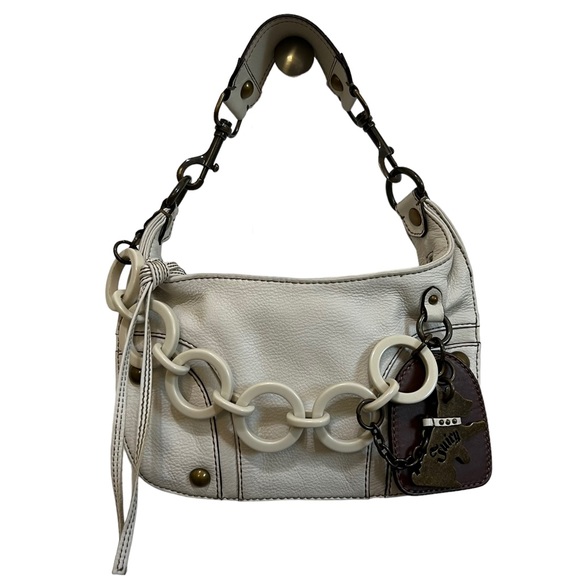 Juicy Couture White Leather Handbag Scottie Dog White Chain